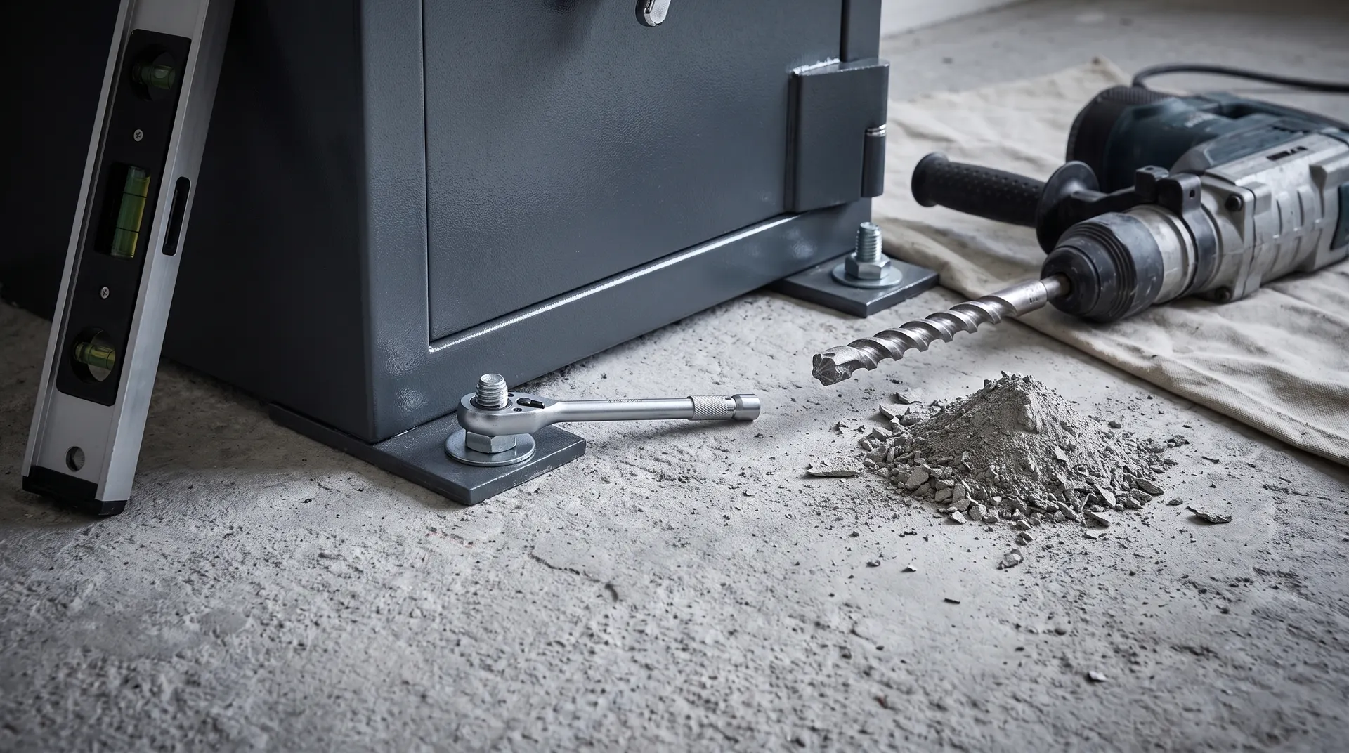 Anchoring the safe to the floor with bolts