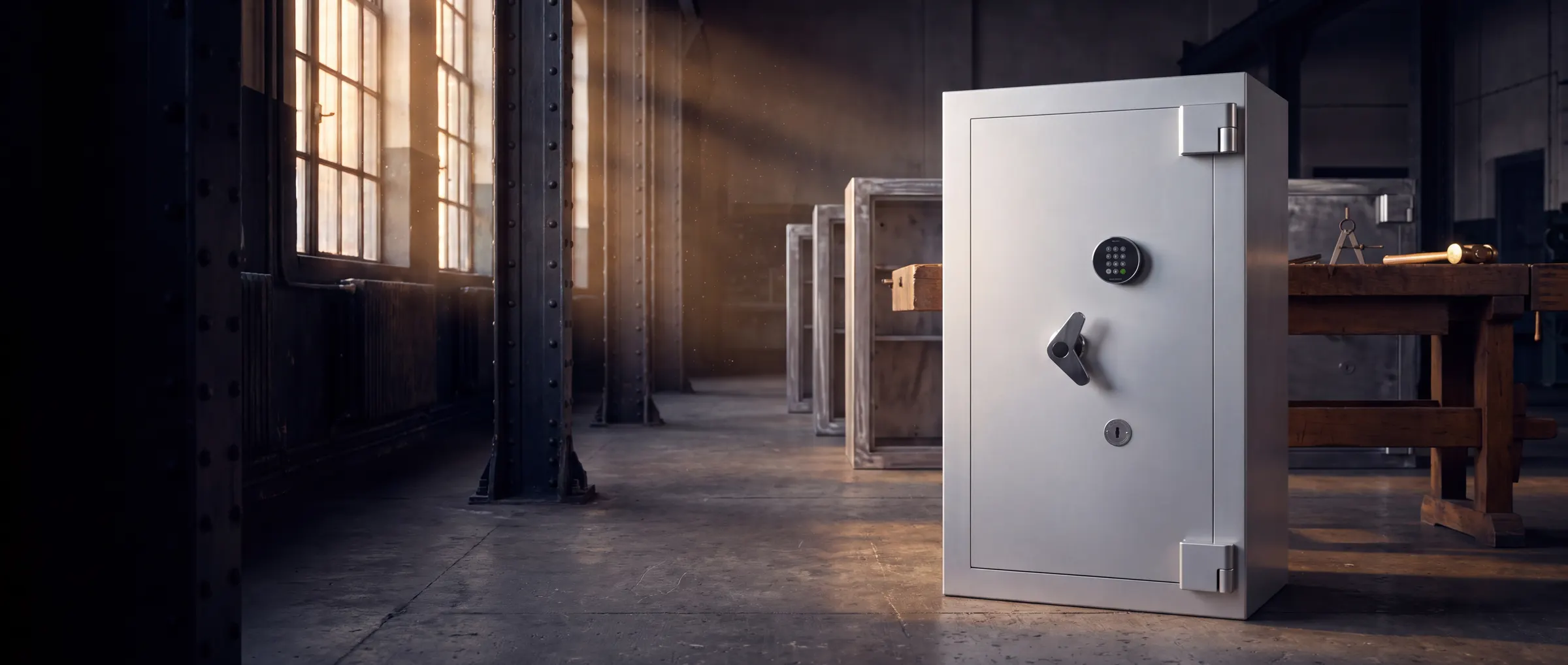 An Emniyet Pazarı EP-120 safe in the historic steel workshop